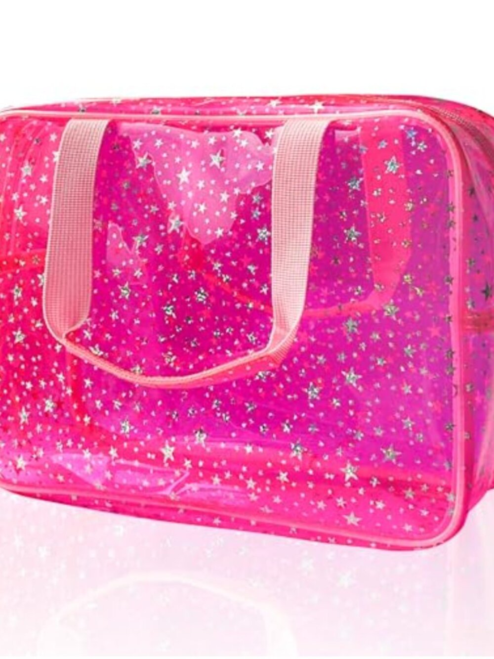 PVC Clear Star Cosmetic Bag Travel Pouch with Handle Zipper